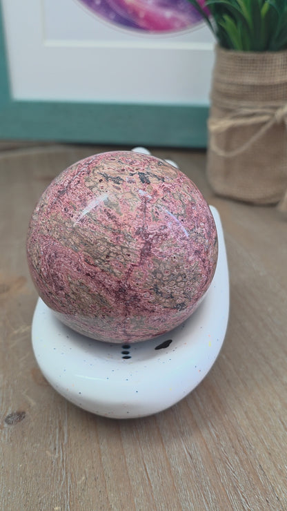 2" Natural Leopard Skin Jasper Sphere | Pink Orbicular Jasper Crystal Ball | Polished Stone Décor | Collector Display