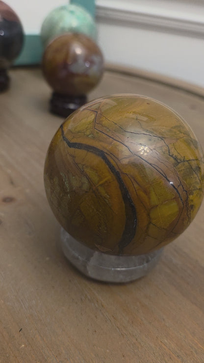 Natural Picture Jasper Sphere | Scenic Landscape Jasper Crystal Sphere | Polished Gemstone Décor | 2.3" Collectible Sphere