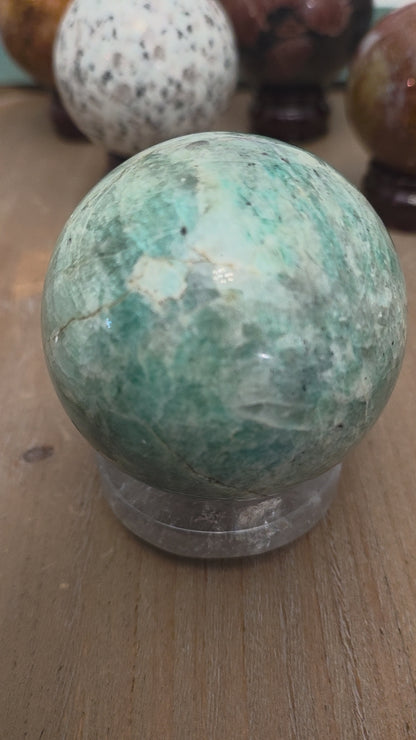 Natural Amazonite Sphere | Polished Green Amazonite Crystal Sphere | 2" Decorative Gemstone | Exact Stone Shown