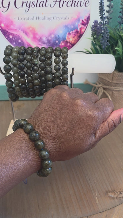 Natural Labradorite Crystal Bracelet | Flashy Labradorite Gemstone Beads | Protection & Intuition Stretch Bracelet