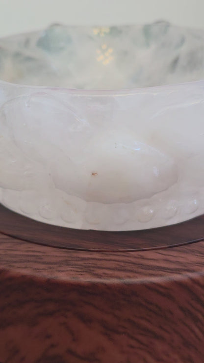 Natural Clear Quartz Lotus Bowl | 3.5” Carved Rock Crystal Flower Dish | Translucent Crystal Décor