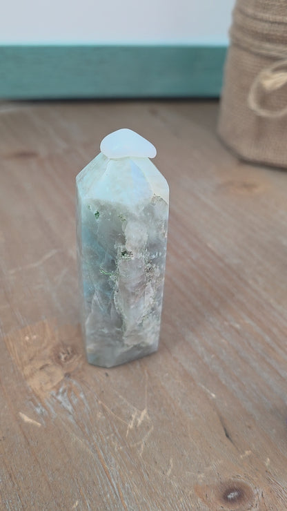 Natural Crystal Tower Set of 3 | Caribbean Calcite, Rainbow Fluorite & Bloodstone | Polished Crystal Points | Collector Gift Set | Home Décor