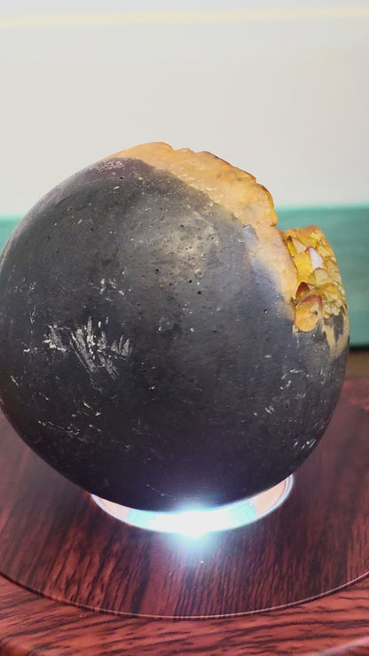Citrine Geode Sphere | Golden Citrine Druzy Crystal Sphere | Open Cave Quartz Display Specimen | Crystal Home Décor